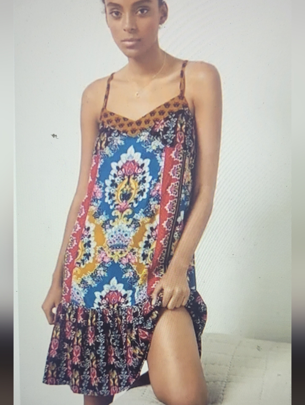 Anthropologie Zadie Velvet Mixed Floral Print Slip Dress Size Small Like New